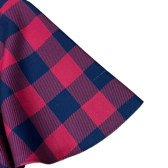 Draper James Red Buffalo Check Retro Flare Midi Dress 2 - Picture 4 of 6